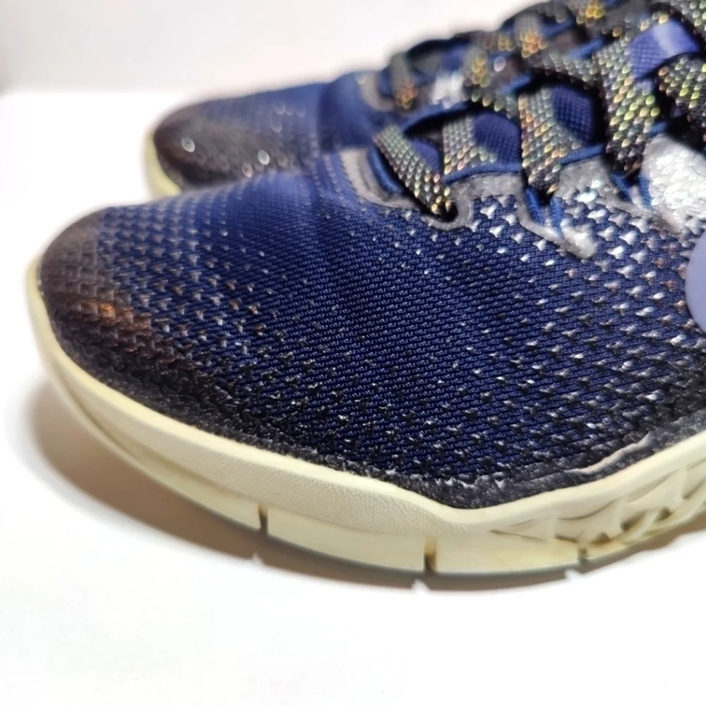Nike Metcon 4 Metallic Navy Athletic Sneakers Women's Lace Up Shoes Size 10